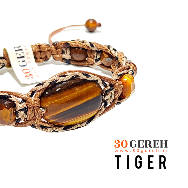 دستبند سنگ چشم ببر اصل درجه یک با درخشندگی فوق العاده بالا