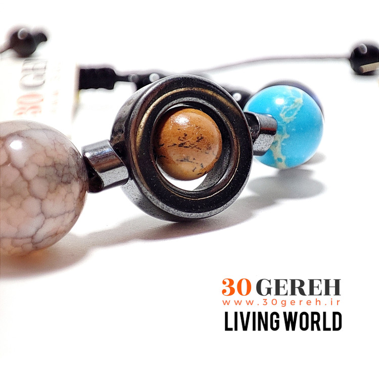دستبند تمام سنگ شبیه سازی شده به سیارات منظومه شمسی رنگ مشکی