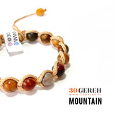 دستبند سنگی و چرم اصل و خاص جاسپر سرخپوستی طرح بافت ما پیچ با چرم دستبند کوه