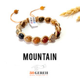 دستبند سنگی و چرم اصل و خاص جاسپر سرخپوستی طرح بافت ما پیچ با چرم دستبند کوه