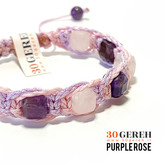 دستبند سنگی و چرم رز کوارتز و آمیتیست اصل و معدنی دستبند رز بنفش بافت خاص