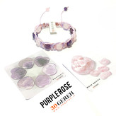 دستبند سنگی و چرم رز کوارتز و آمیتیست اصل و معدنی دستبند رز بنفش بافت خاص