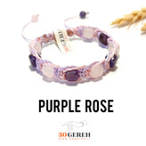 دستبند سنگی و چرم رز کوارتز و آمیتیست اصل و معدنی دستبند رز بنفش بافت خاص