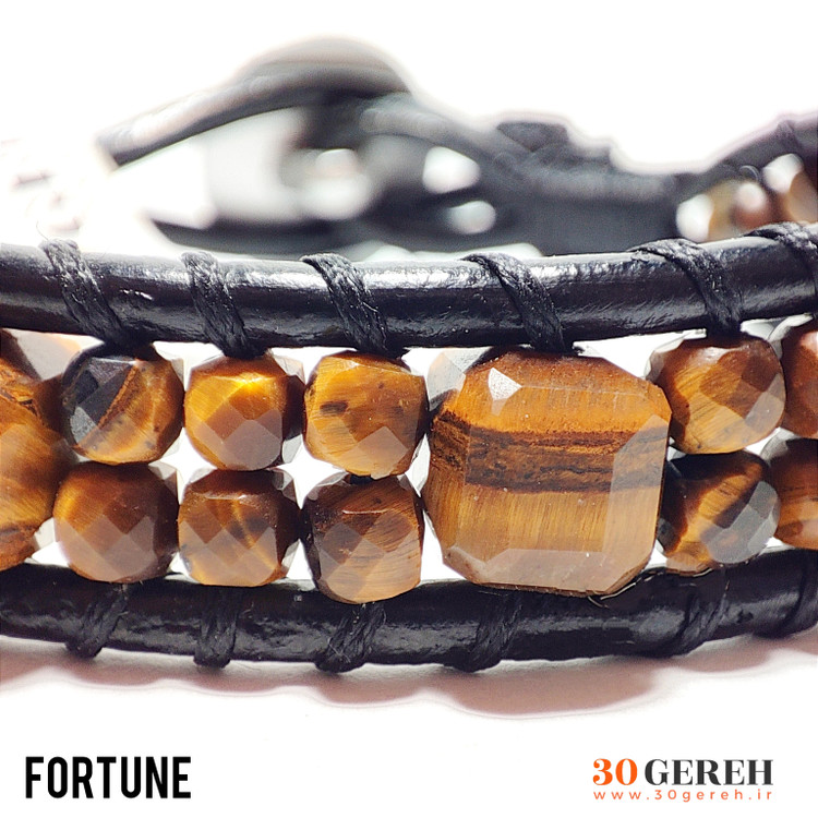 دستبند سنگی و چرم چشم ببر اصل و معدنی هندوستان تراش خاص جواهری