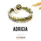 دستبند سنگی و چرم اصل و خاص سنگ پرهنیت معدنی اصل با چرم سبز