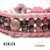 دستبند سنگی و چرم اصل و خاص رودونیت اصل معدنی درجه یک انواع تراش