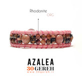 دستبند سنگی و چرم اصل و خاص رودونیت اصل معدنی درجه یک انواع تراش