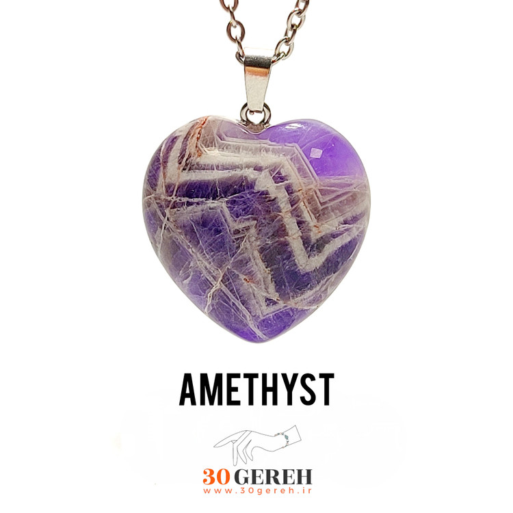 گردنبند سنگی آمیتیست لکه برفی درجه یک معدنی اصل برزیل