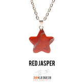 گردنبند سنگی جاسپر قرمز اصل و معدنی طرح ستاره با زنجیر استیل رایگان