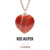 گردنبند سنگی جاسپر قرمز تراش قلب تو پر سایز متوسط زنجیر استیل رایگان