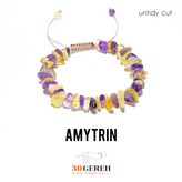 دستبند سنگی آمیتیست و سیترین درجه یک معدنی اصل دستبند دو ردیفه سنگ آمیترین اصل