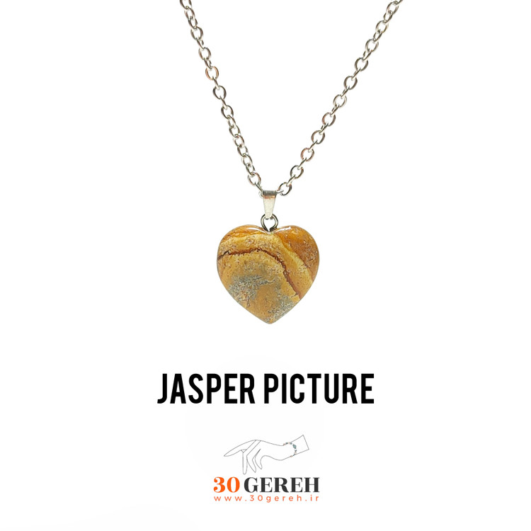 گردنبند سنگی جاسپر پیکچر جاسپر منظره اصل با زنجیر استیل رایگان گردنبند جاسپر