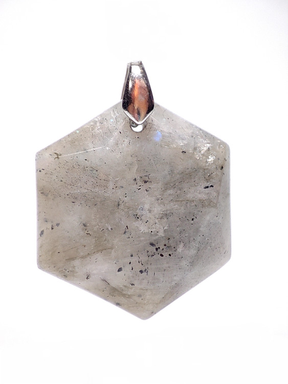 گردنبند سنگی لابرادوریت اصل درجه یک تراش چند ضلعی سه بعدی با زنجیر