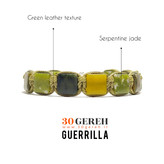 دستبند سنگی یشم سرپانتین اصل معدنی درجه یک تراش خاص مربعی دستبند چریک