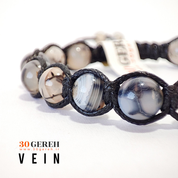 دستبند سنگی عقیق شجر ترکیده اصل عقیق دراگون بافت چرمی دستبند رگ