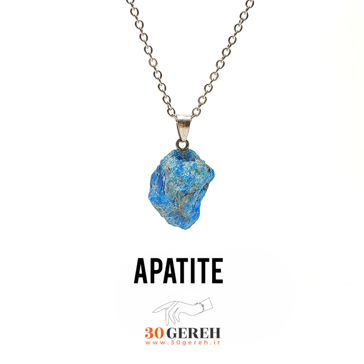 گردنبند سنگی آپاتیت معدنی و اصل تراش راف با زنجیر استیل رایگان