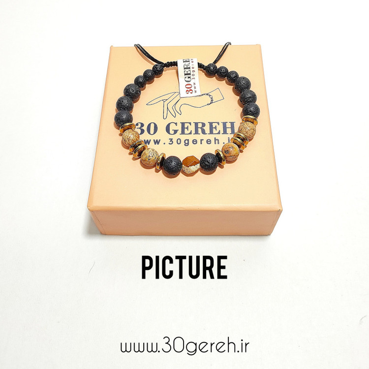 ست گردنبند و دستبند سنگی جاسپر پیکچر اصل و معدنی تمام سنگ