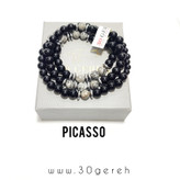 ست گردنبند و دستبند سنگی جاسپر پیکاسو جاسپر نقشه با سنگ اونیکس اصلی