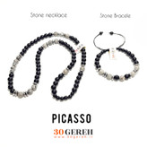 ست گردنبند و دستبند سنگی جاسپر پیکاسو جاسپر نقشه با سنگ اونیکس اصلی