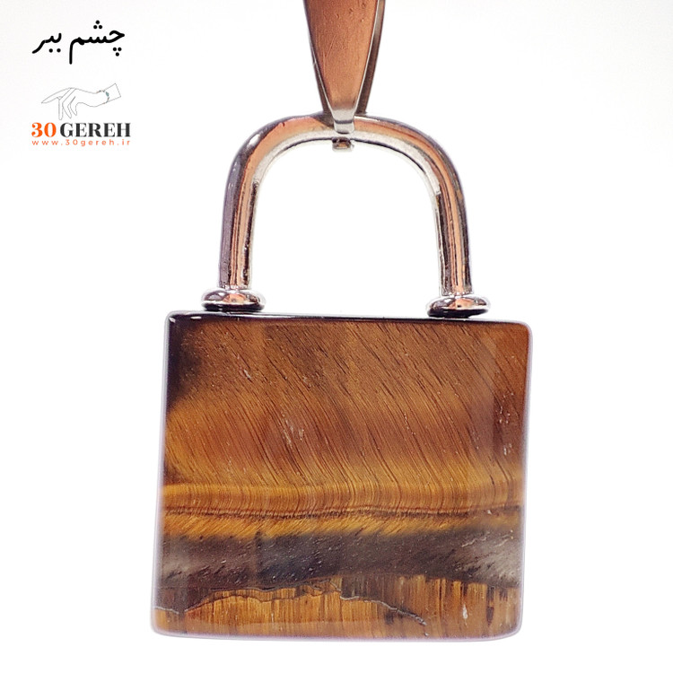 خاص ترین ست گردنبند سنگی جدید طرح قفل و کلید سنگ چشم ببر اصل معدنی با زنجیر استیل رایگان