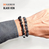 دستبند سنگی عقیق سلیمانی سیاه رگه دار درجه یک با بافت خاص دستبند سیاهرگ