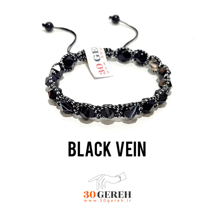 دستبند سنگی عقیق سلیمانی سیاه رگه دار درجه یک با بافت خاص دستبند سیاهرگ
