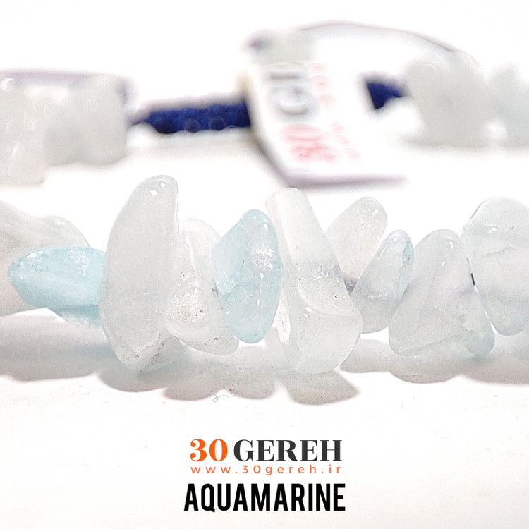 دستبند سنگی آکوامارین اصل معدنی تراش نامنظم