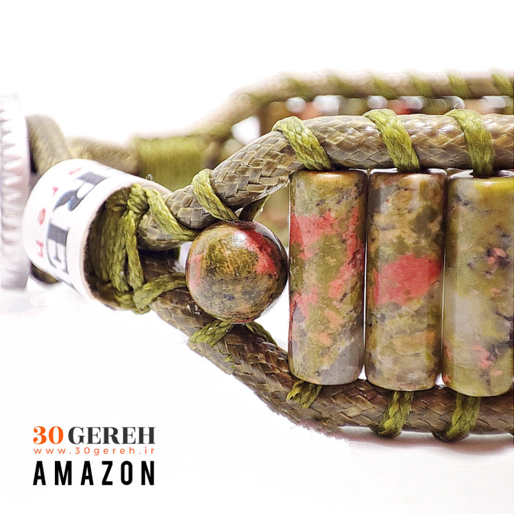 دستبند سنگی اوناکیت معدنی و طبیعی با چرم خاص دستبند آمازون