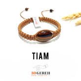 دستبند تک سنگ چشم ببر و چرم بافت دستبند تیام