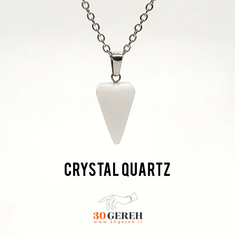 گردنبند سنگی کریستال کوارتز تراش شاغول با زنجیر استیل رایگان