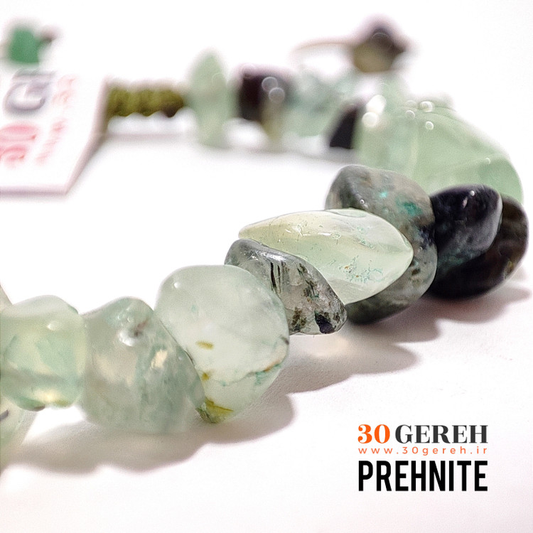 دستبند سنگی اصل معدنی سنگ پرهنیت تراش نامنظم