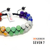 دستبند هفت چاکرا دو ردیفه با سنگ های درجه یک معدنی بافت چرمی پیچ دستبند هفت