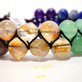 دستبند هفت چاکرا دو ردیفه با سنگ های درجه یک معدنی بافت چرمی پیچ دستبند هفت