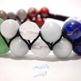 دستبند هفت چاکرا دو ردیفه با سنگ های درجه یک معدنی بافت چرمی پیچ دستبند هفت