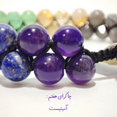 دستبند هفت چاکرا دو ردیفه با سنگ های درجه یک معدنی بافت چرمی پیچ دستبند هفت