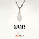 گردنبند سنگی کریستال کوارتز اصل معدنی تراش کراواتی با زنجیر استیل رایگان