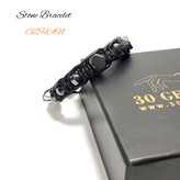 دستبند سنگی و چرم بافت سنگ حدید اصل یا هماتیت دستبند اوژن