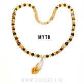 گردنبند سنگی سیترین و چشم ببر اصل و معدنی درجه یک آویز سیترین براق با کیفیت