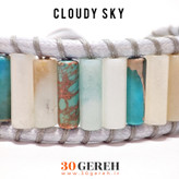 دستبند سنگی فیروزه و آمازونیت درجه یک تراش استوانه ای دستبند آسمان ابری