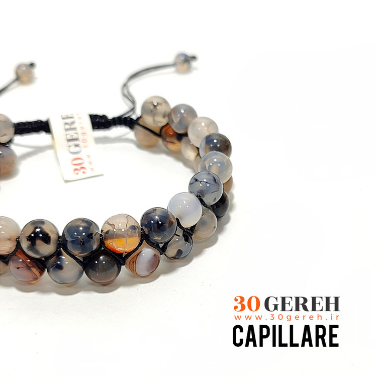 دستبند سنگی عقیق شجر اصل و معدنی درجه یک دو ردیفه دستبند مویرگ