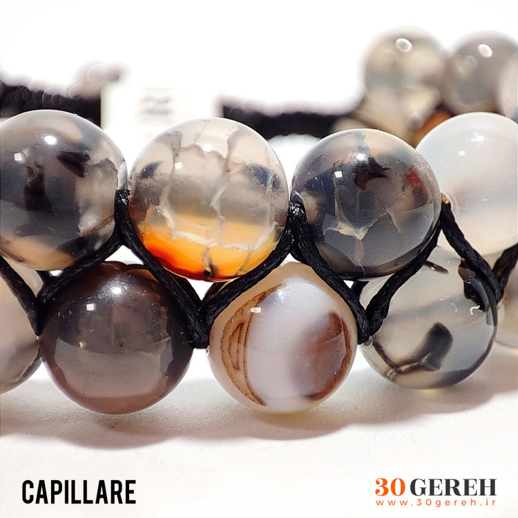 دستبند سنگی عقیق شجر اصل و معدنی درجه یک دو ردیفه دستبند مویرگ