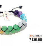 دستبند سنگی دو ردیفه هفت چاکرای اصل و معدنی تراش استار دستبند هفت رنگ