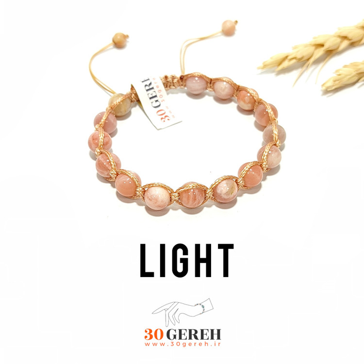 دستبند سنگی سان استون اصل معدنی دستبند سنگ نور بافت چرم