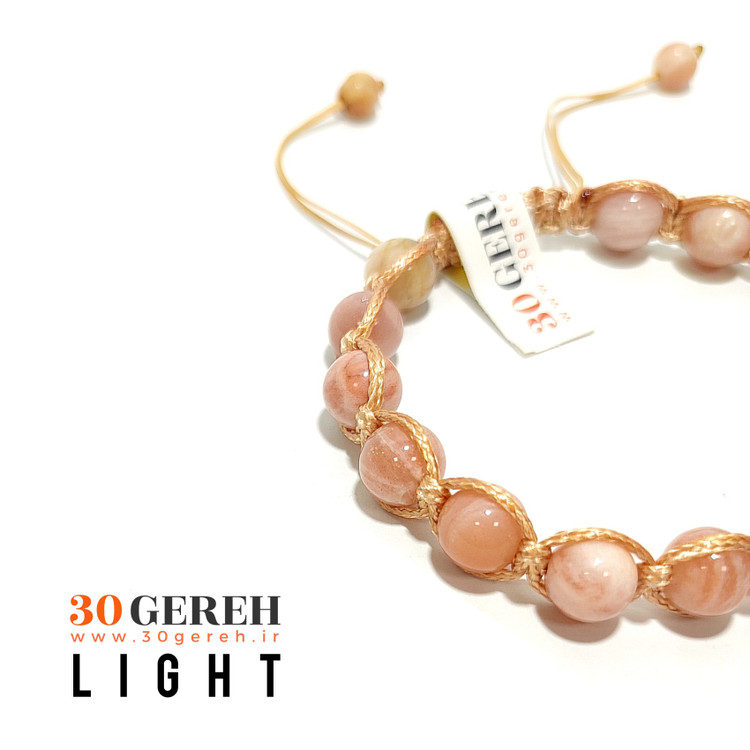 دستبند سنگی سان استون اصل معدنی دستبند سنگ نور بافت چرم