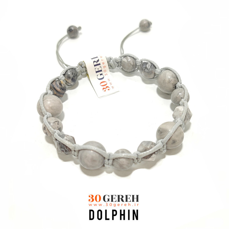 دستبند سنگی با بافت چرمی سنگ جاسپر پیکاسو اصل دستبند دلفین