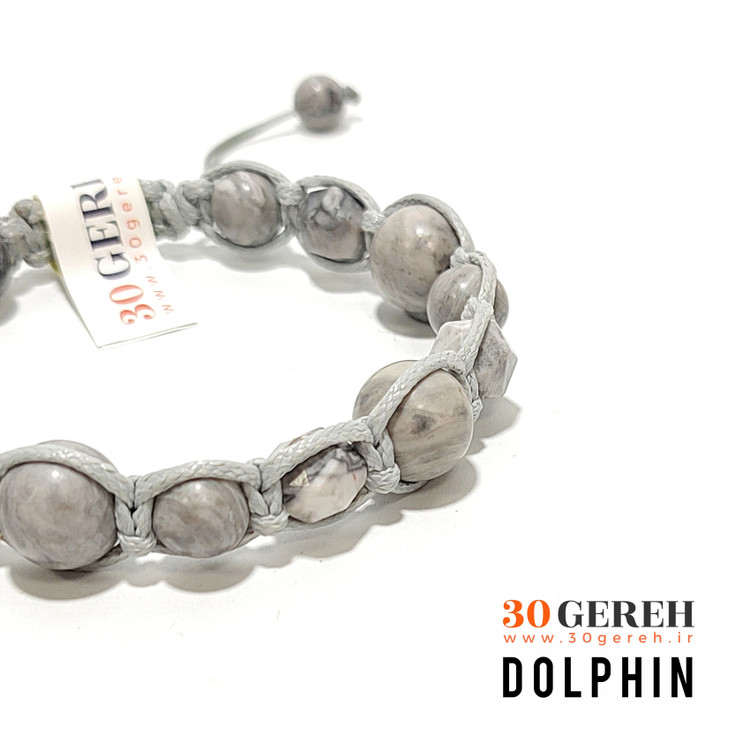 دستبند سنگی با بافت چرمی سنگ جاسپر پیکاسو اصل دستبند دلفین