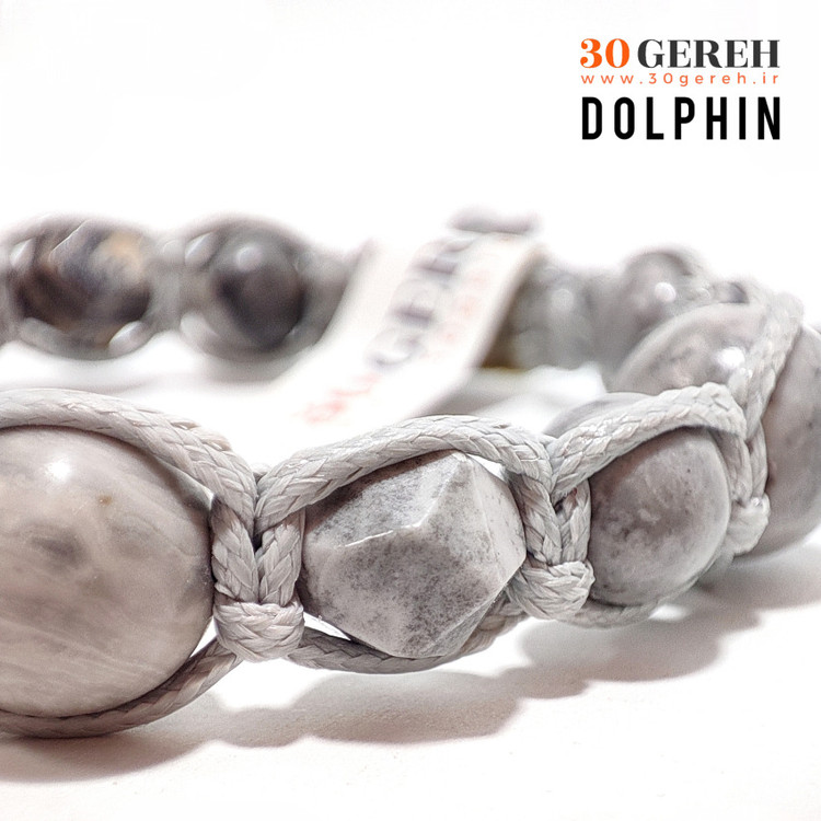 دستبند سنگی با بافت چرمی سنگ جاسپر پیکاسو اصل دستبند دلفین