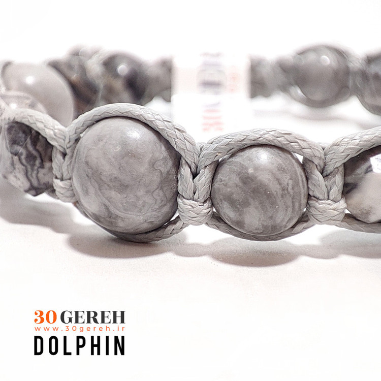 دستبند سنگی با بافت چرمی سنگ جاسپر پیکاسو اصل دستبند دلفین