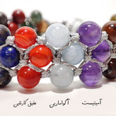 دستبند سنگی سه ردیفه انرژی پلاس با سنگ های مینیاتوری درجه یک و اصل معدنی دستبند 19 سنگ خاص