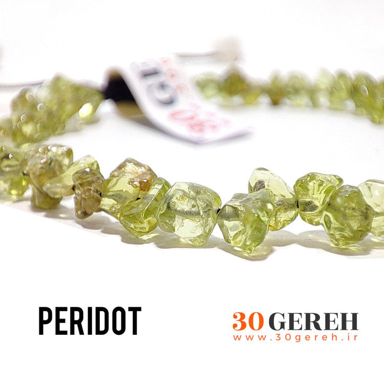 دستبند سنگی تراش نامنظم سنگ زبرجد اصل معدنی یا سنگ پریدوت